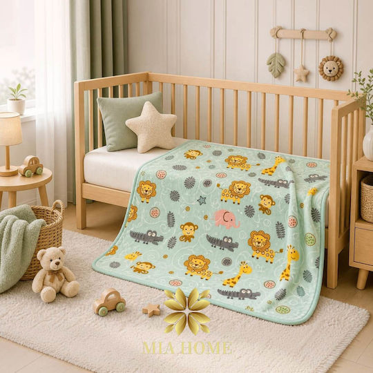 Mia Home Κουβέρτα Κούνιας Βελουτέ Πράσινη 110x140εκ.