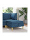 Footstool With Storage Space Upholstered With Blue Fabric