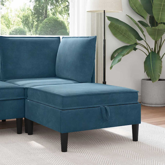 Fußhocker Mit Stauraum Gepolstert Mit Samt Blau
