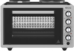 ECG Electric Countertop Oven 37lt with 2 Burners and Hot Air Silver