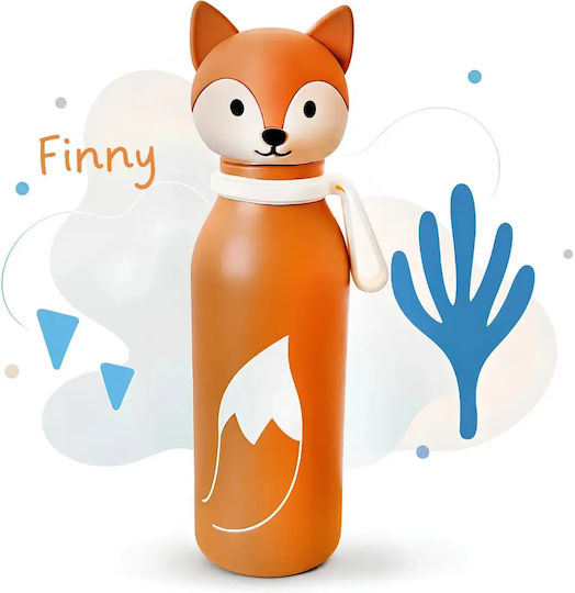 Kids Water Bottle Thermos Fox 400ml Bottlies By Zazu Fun Stainless Steel 304