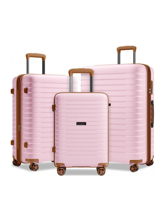Miss Lulu Suitcases Hard Pink And Brown