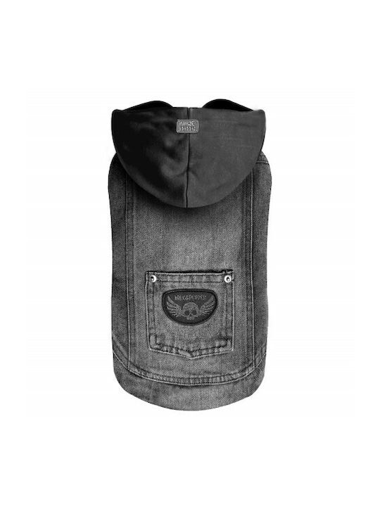 Milk & Pepper Dog Coat Fleece Hooded Grey With Back Length 43 cm