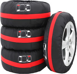 Set 4 Aufbewahrungs Transport Reifenabdeckungen Radgröße 18-23 Zoll Wasserdicht Robustes Material Griffe Schutz Gegen UV Solarstrahlung Feuchtigkeit Staub Rot Schwarz