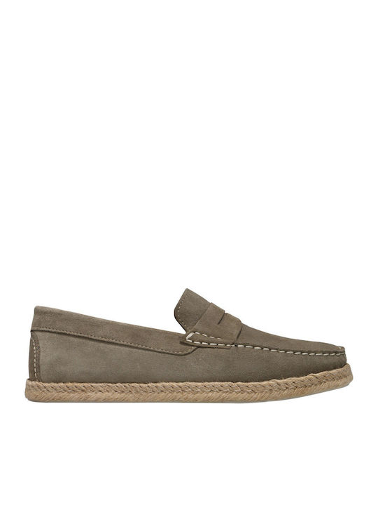 Kalogirou Suede Men's Loafers in Green Colour