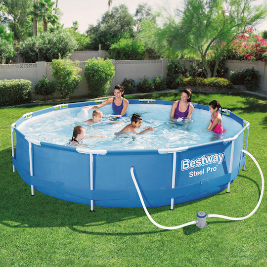 Piscină Rotundă PVC 6473 l cu Cadru Metalic 366x76 cm Albastră