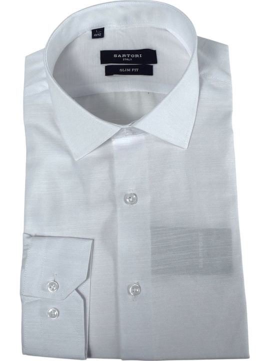 Langärmeliges Leinenhemd Weiß 7-4480-Weiß-XXL