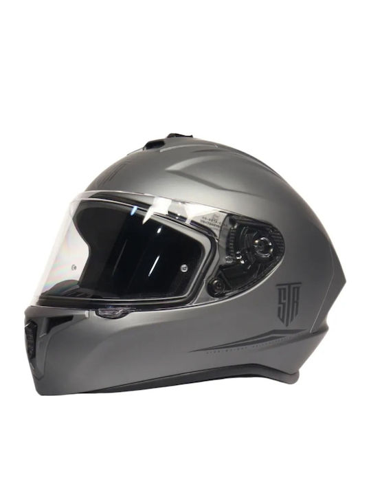 STR Norma Grey Matte Motorcycle Helmet Full Fac...