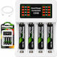 MAXDAY USB Φορτιστής 4 Μπαταριών Ni-Cd/Ni-MH Μεγέθους AA/AAA Σετ με 4 AAA 2800mAh σε Λευκό χρώμα