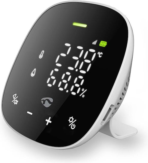 Nedis Wi-fi Air Quality Carbon Dioxide Sensor Led Display White Black