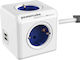 DesignNest PowerCube Cu 4 Prize cu 2 USB-A și Cablu de 1.5m Albastru