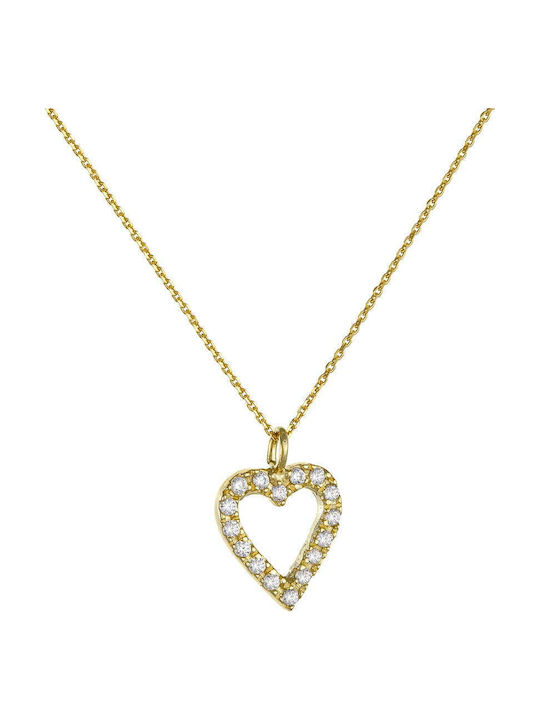 Ioannis Kosmima Necklace With Heart Design In 9 K Gold With Zircon