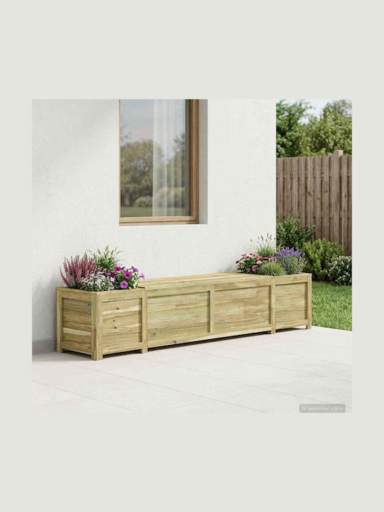 Outdoor Wooden Bench With Chest And Cushions 193.5x40x41cm