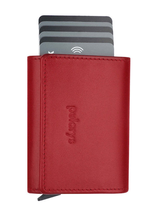 Кожен мъжки портфейл с RFID Червен