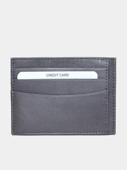 Cozy Leather Men's Card Wallet Grey