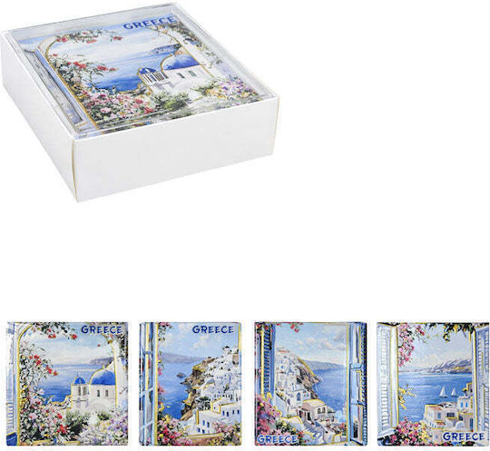 Plastic Coasters with Blue Stand 4 Pieces