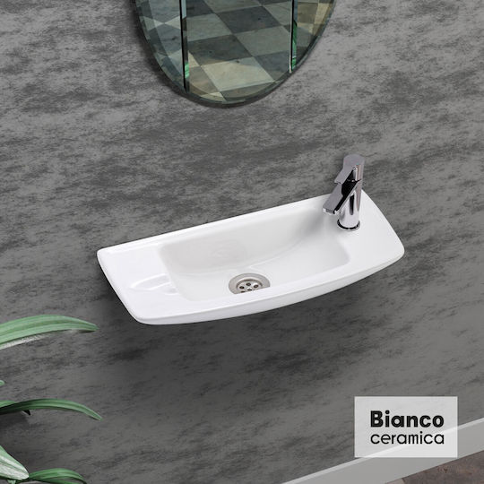 Bianco Ceramica Einbau Badezimmerwaschbecken aus Porzellan 44x20cm Weiß