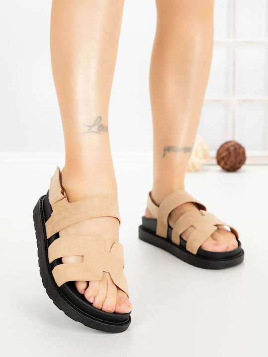 Sandale Casual Damă Flatforme Bej