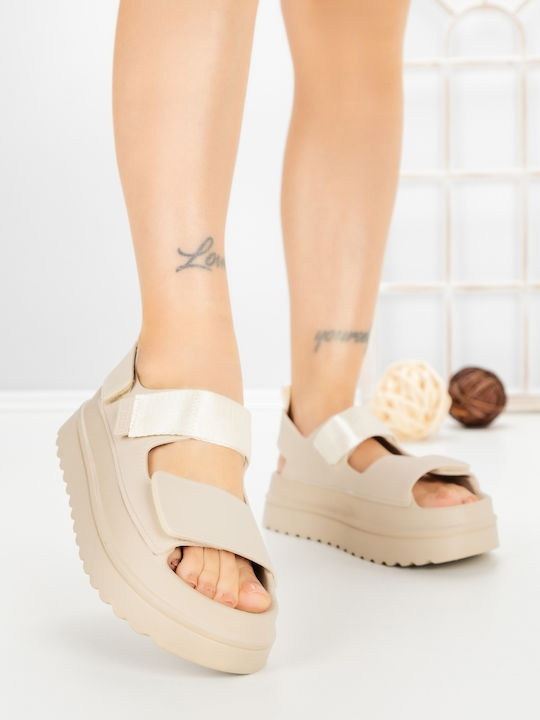 Γυναικεία Σανδάλια Flatforms Μπεζ