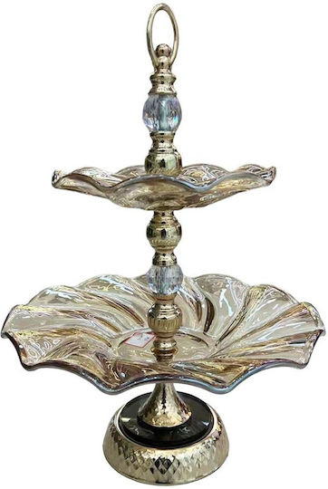Glass Gold Dessert Tower Stand P21.5xL32xH45cm Glass Gold Dessert Tower Stand P21.5xL32xH45cm