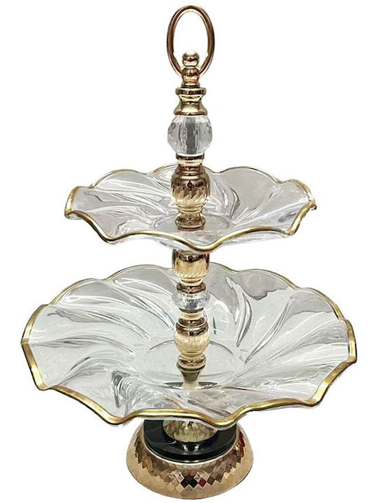 Glass Dessert Tower Stand Gold W21xL32xH45cm