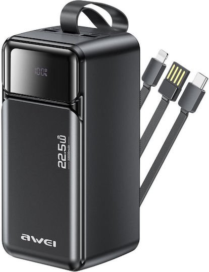 Awei PA-107 Power Bank 50000mAh 22.5W with 2 USB-A Output Ports and USB-C Power Delivery Port Black