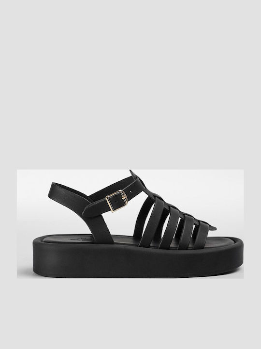 Women's Flat Sandals Gladiator Flatforms Black