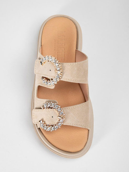 Late Again Leather Beige Sandals