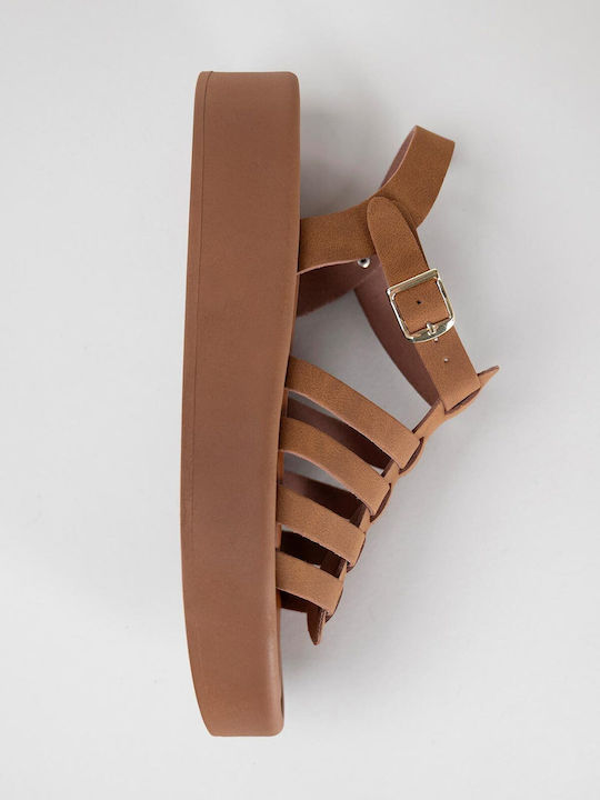 Women's Gladiator Flatforms Sandals Tabac Brown