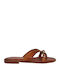 Leder Flache Sandalen für Damen Tabac Braun