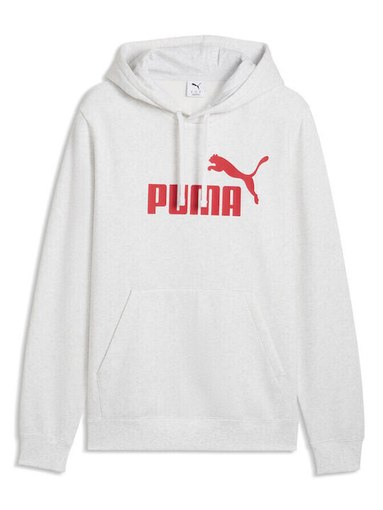 PUMA Essentials Φούτερ με Κουκούλα Άσπρο - Κόκκινο