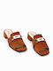 Suede Mules With Heel In Orange Colour