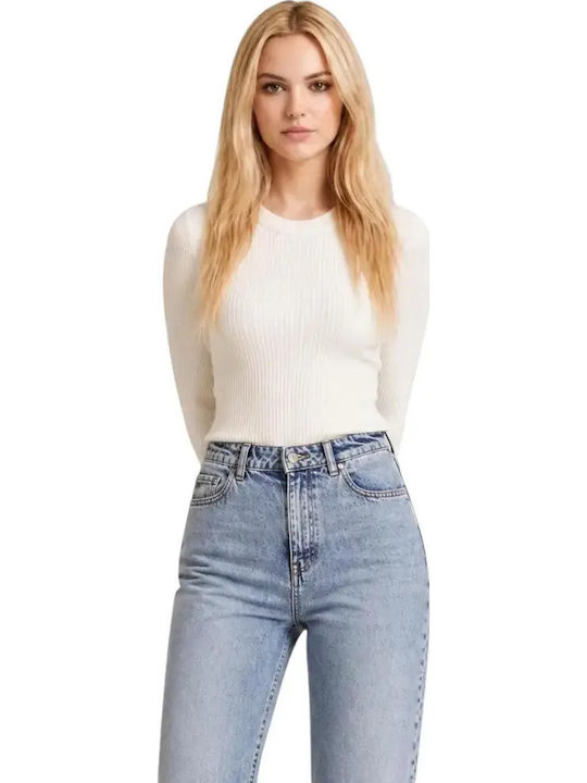 Guess Damen Langärmeliges Pullover Weiß