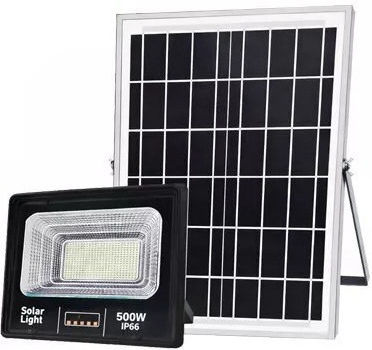 Jortan Waterproof Solar LED Flood Light 500W Cold White 6500K with Remote Control IP66
