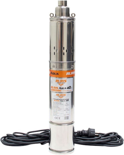 Ruris Aqua 40 – Pompa Submersibilă Pentru Apă Curată Foraj Putere 750 W Cap De Livrare 100 M Cablu 15 M Oțel Inoxidabil