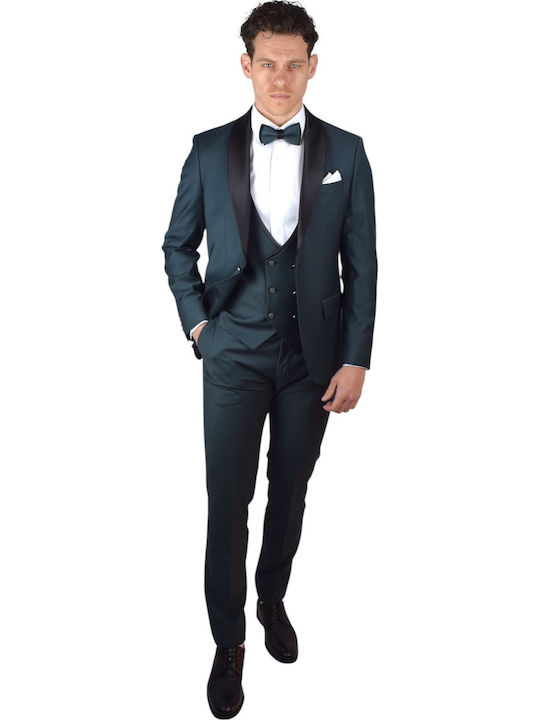 ANGELOS BRATIS Men's Groom's Suit with Vest Green