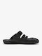 Leder Flache Sandalen Für Damen Schwarz
