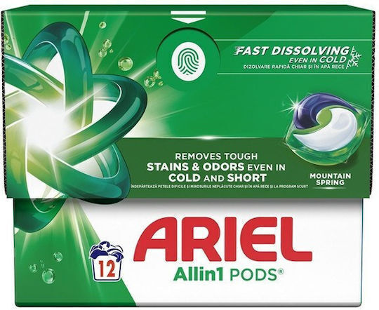 Ariel All In One Mountain Spring Laundry Detergent (12 Capsules)