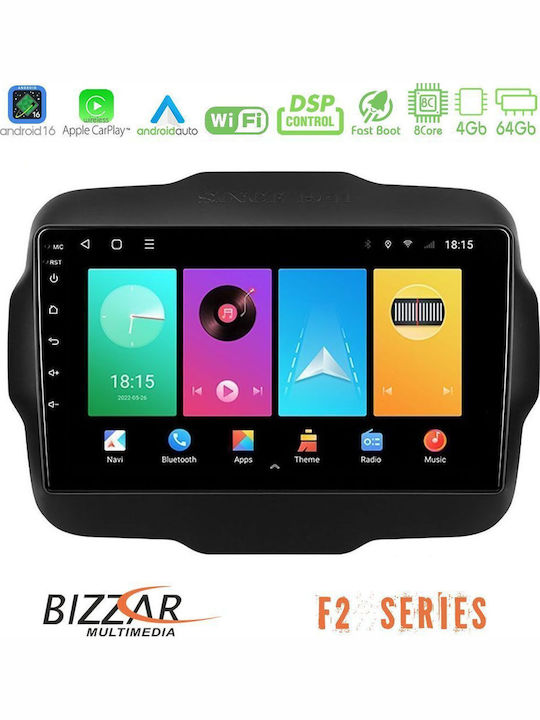 Bizzar Car Audio System for Jeep Renegade 2015-2019 Bluetooth USB WiFi GPS Apple CarPlay Android Auto with 9" Touch Screen