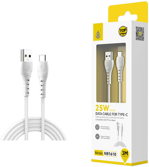 Moveteck USB 2.0 Kabel USB Typ-C männlich - USB-A 25W Weiß 3m 463.032209