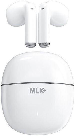 MLK+ X301 In ear Безжични слушалки Ακουστικά με Калъф за зареждане Бели