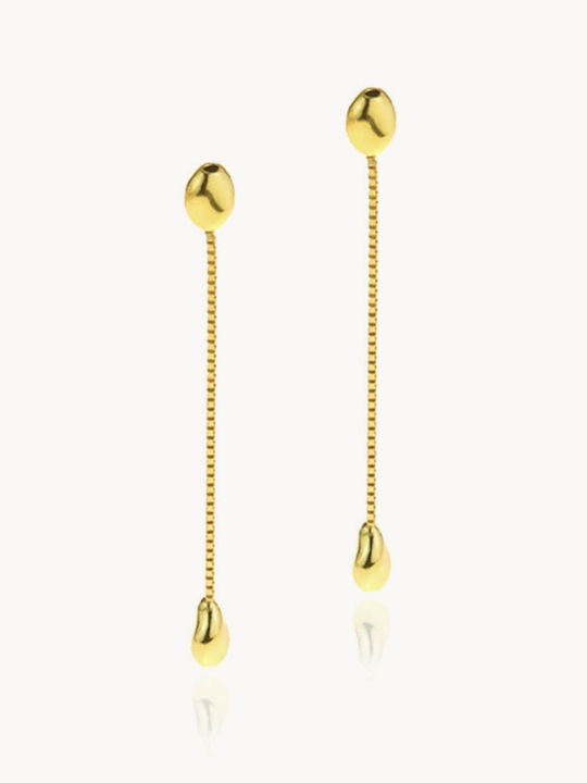 Single Dangle Earring Made of Gold Plated Silver with Stones