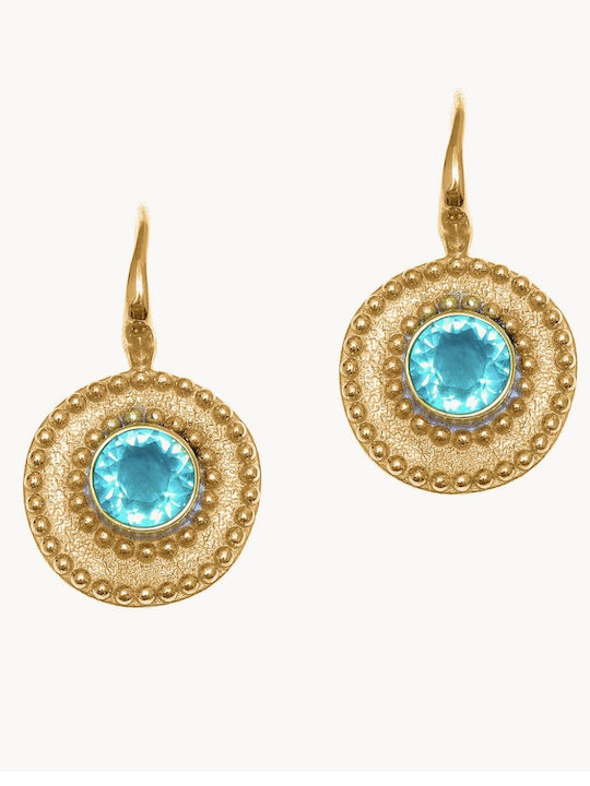Silver Gold Plated Dangle Earrings with Stones