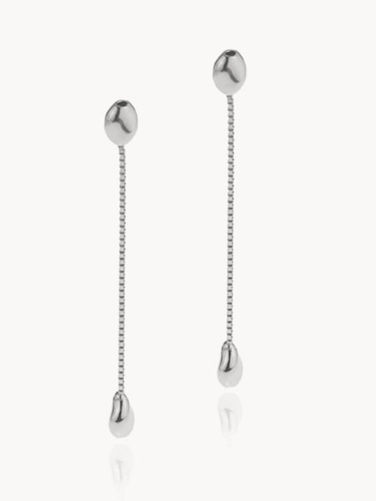 Silver Dangle Earrings with Stones
