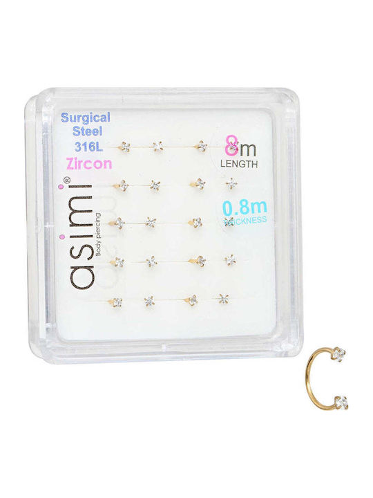 Asimi Body Piercing Ohrring Stift Nase Vergoldeter Stahl 8 x 2mm