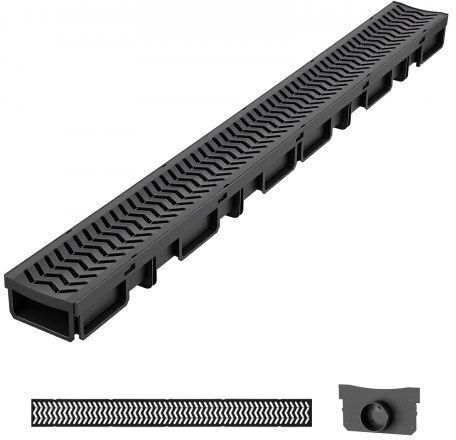 Vevor Channel with 62mm Outlet and Size 100.5x10.3cm Black 6 Pieces