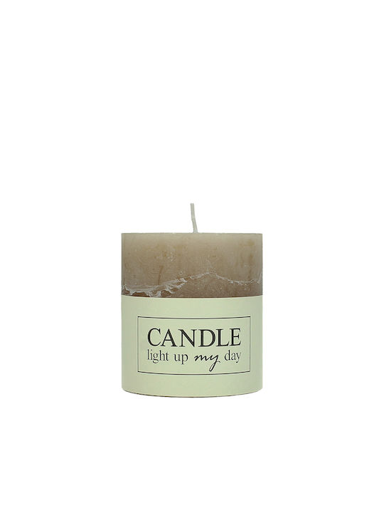 Zaros Decorative Beige Candle 7x7.5cm