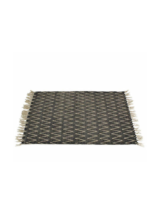 Zaros Hammam Rectangular Rug with Fringes White/Black 90x60cm