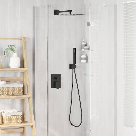 vidaXL Built-in Mixer, Phone & Shower Head Set for Shower Black vidaXL Built-in Mixer, Phone & Shower Head Set for Shower Black