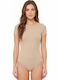 Women's Bodysuit Short Sleeve Beige 1110mp